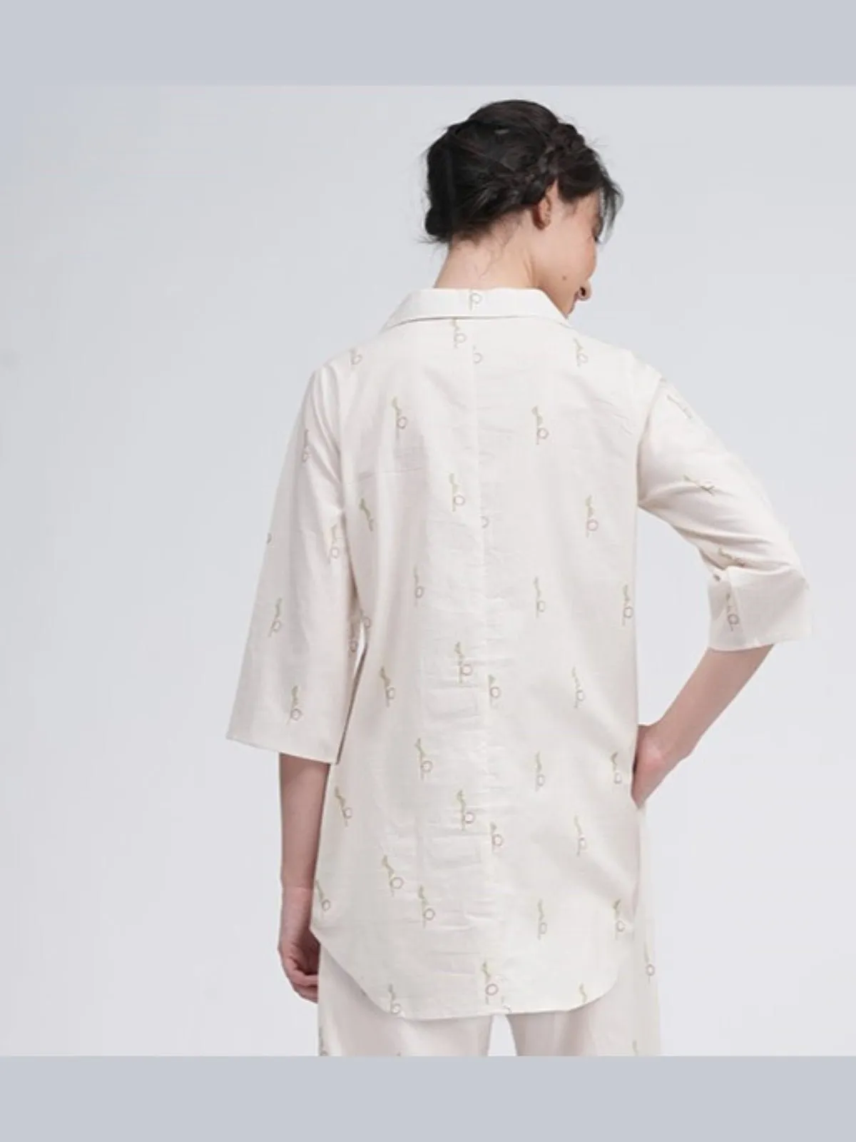 Organic Cotton Block Printed Skipper Collar Tunics & Trousers Co-ords Set