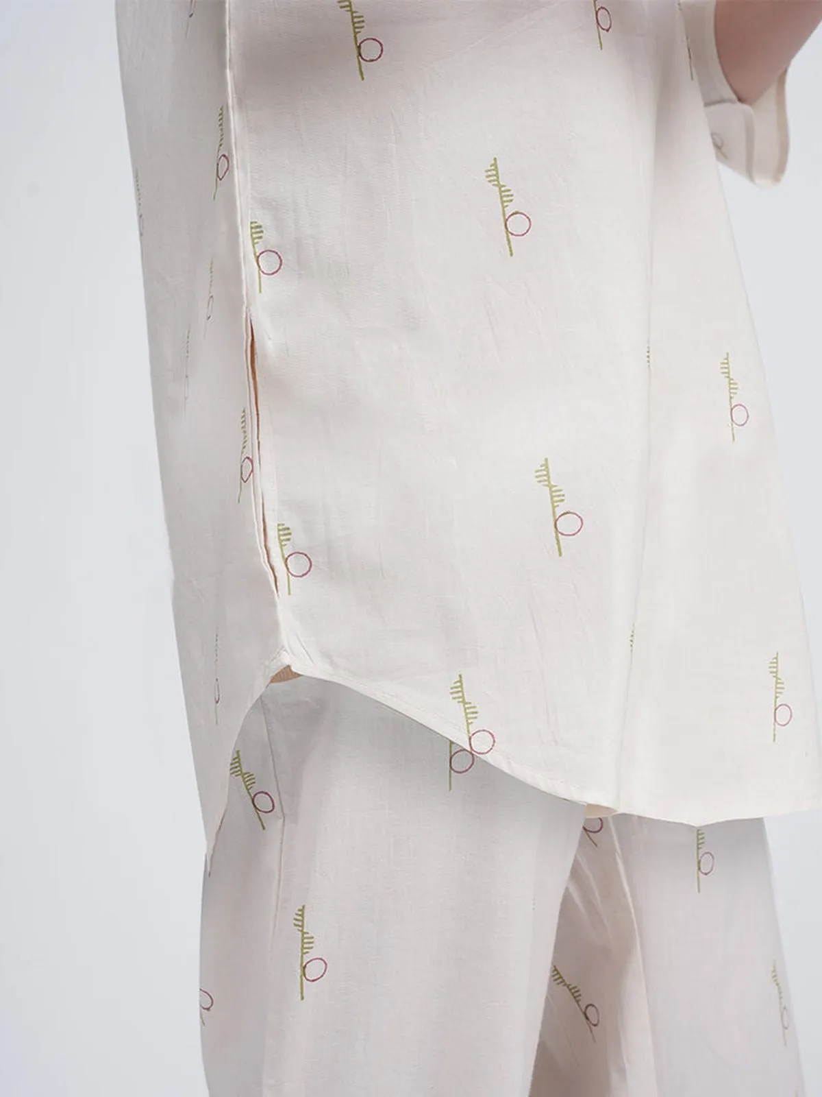 Organic Cotton Block Printed Skipper Collar Tunics & Trousers Co-ords Set