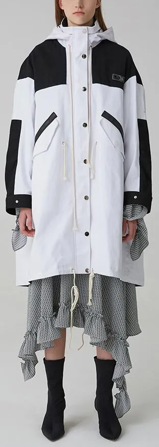 Oversized Two-Tone Windbreaker Coat