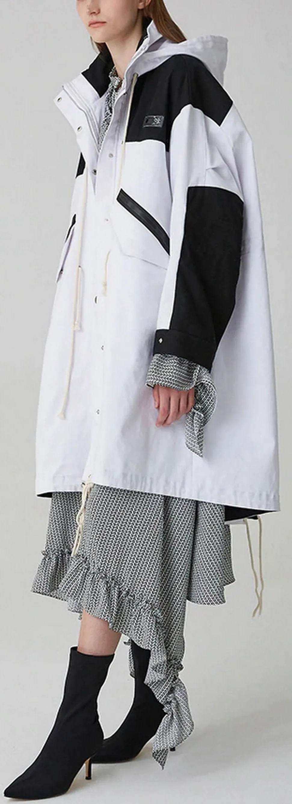 Oversized Two-Tone Windbreaker Coat