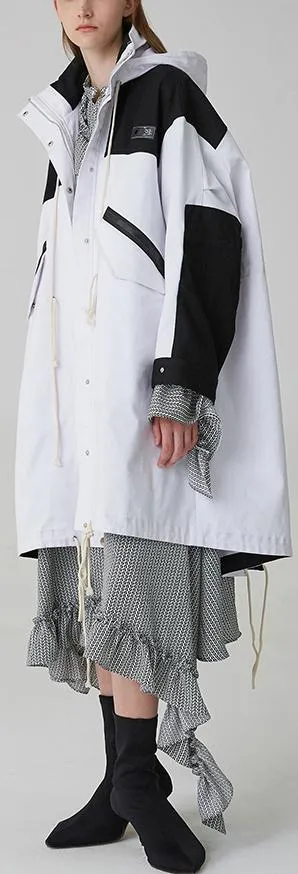 Oversized Two-Tone Windbreaker Coat