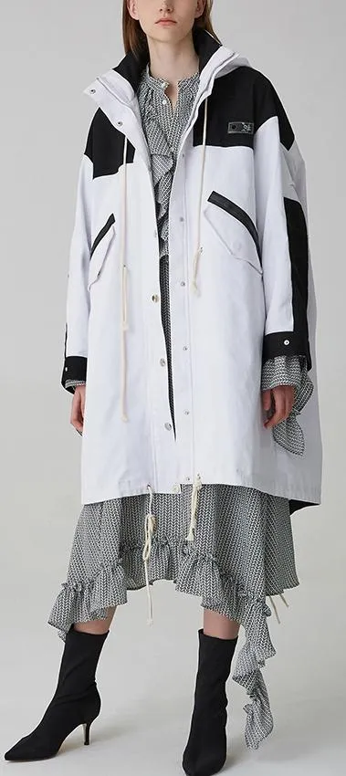 Oversized Two-Tone Windbreaker Coat