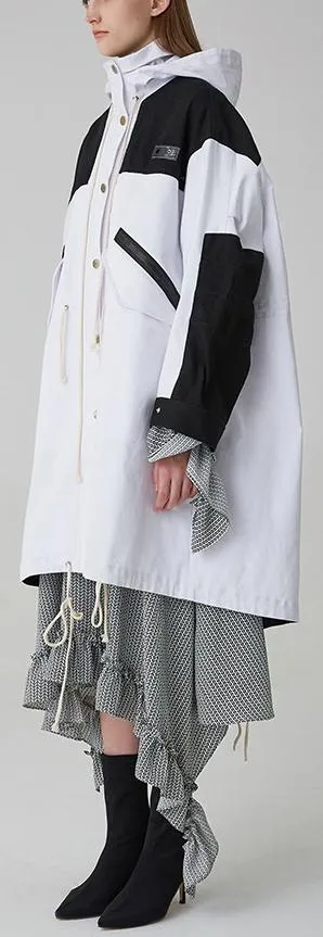 Oversized Two-Tone Windbreaker Coat