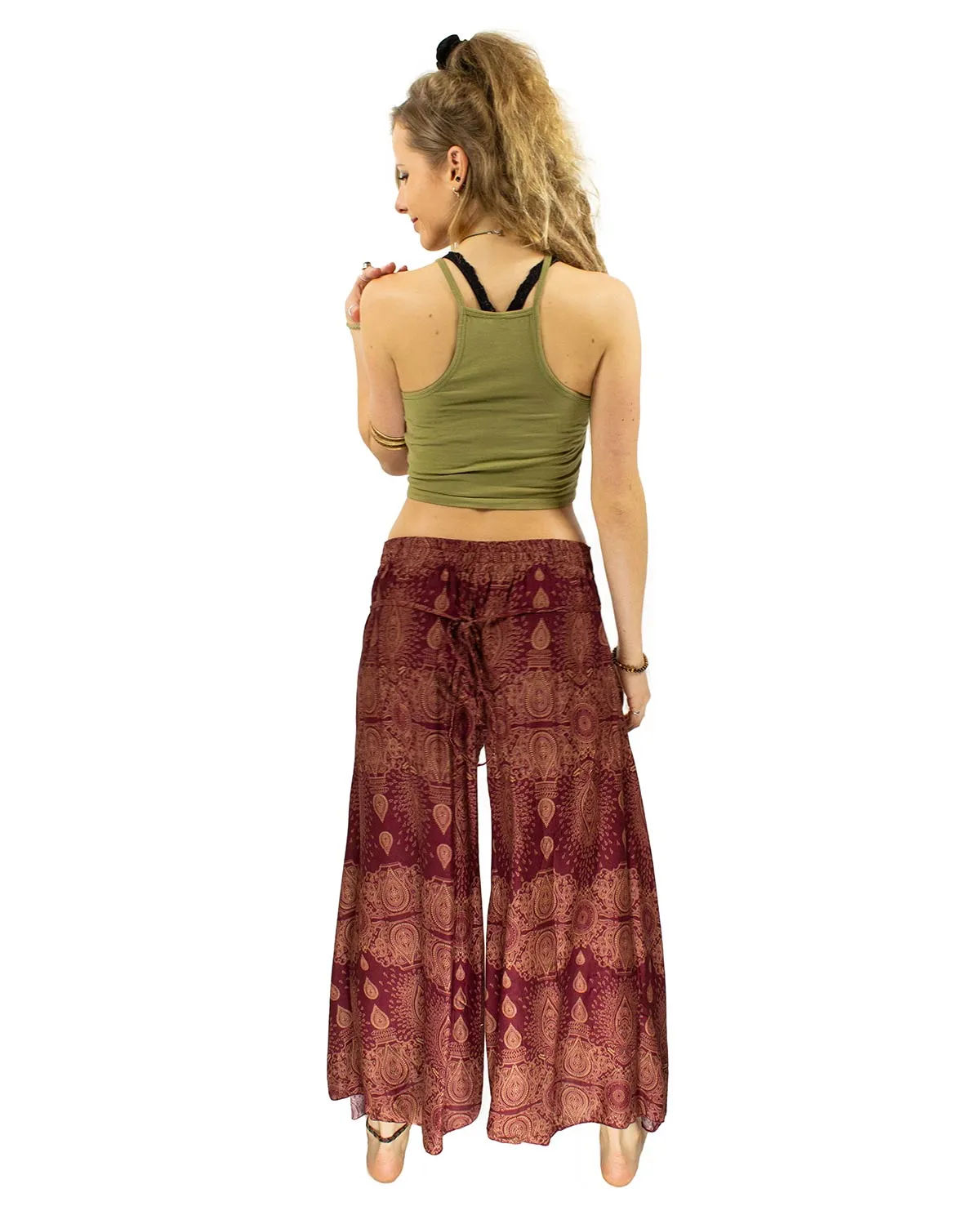 Palazzo Harem Pants Dark Red