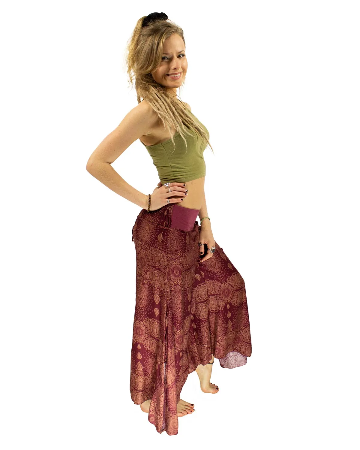 Palazzo Harem Pants Dark Red