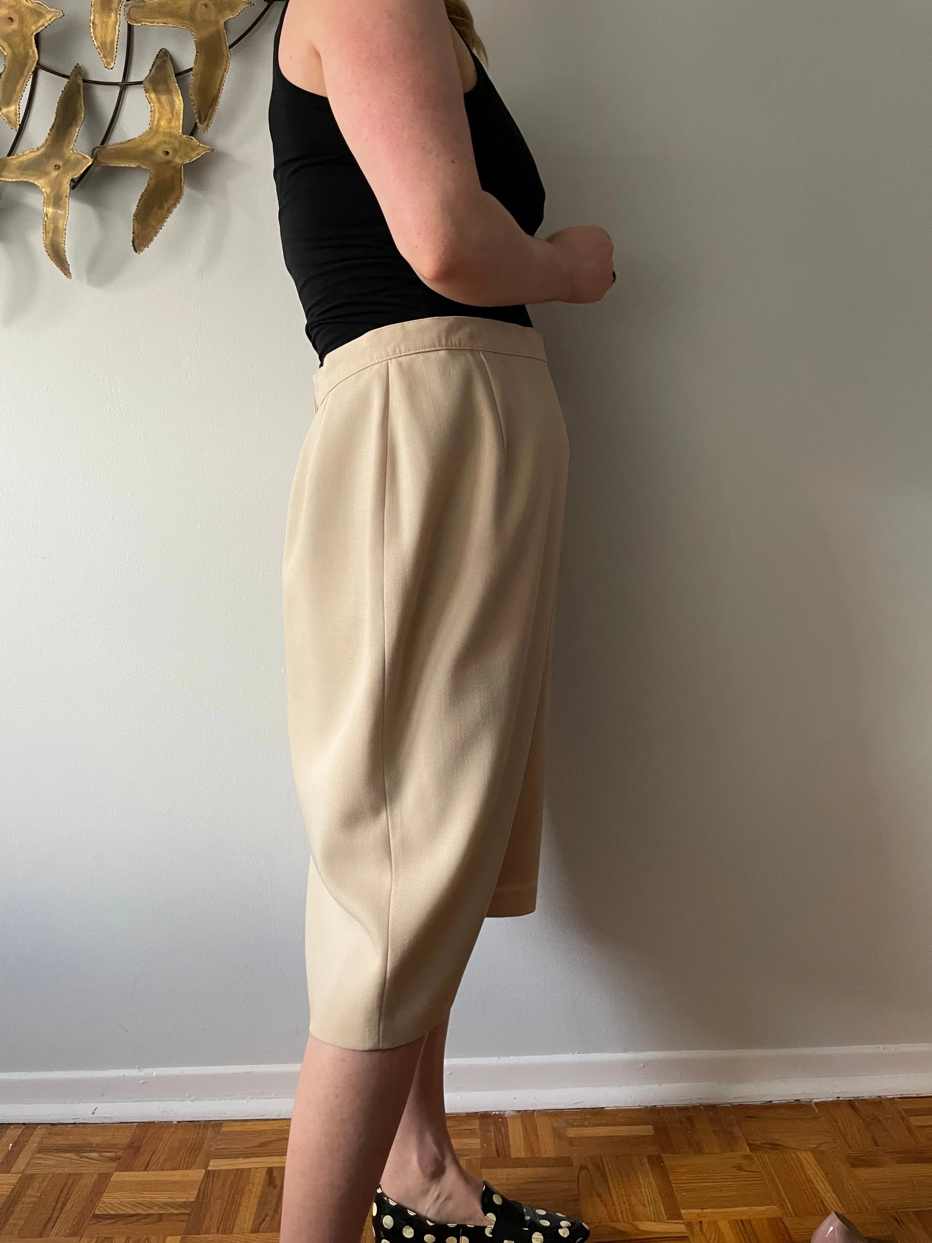 Peter Nygard Sand Beige 100% Virgin Wool High Rise Pencil Skirt - Large