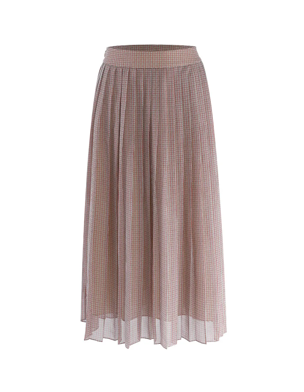 Pink Houndstooth Pleated Skirt