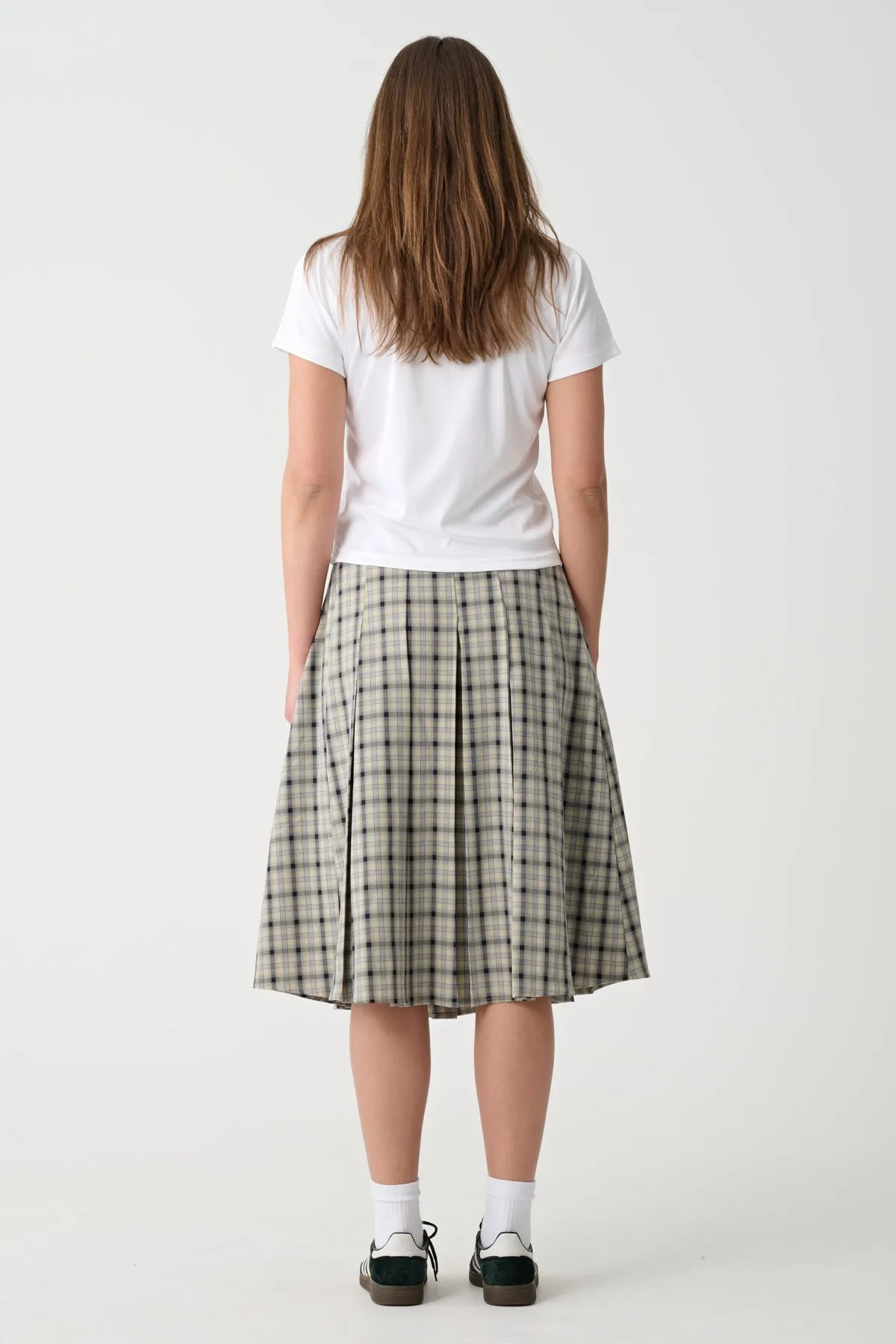 PLAID MIDI SKIRT - Navy