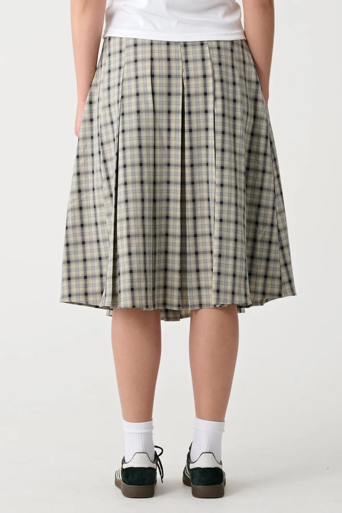 PLAID MIDI SKIRT - Navy