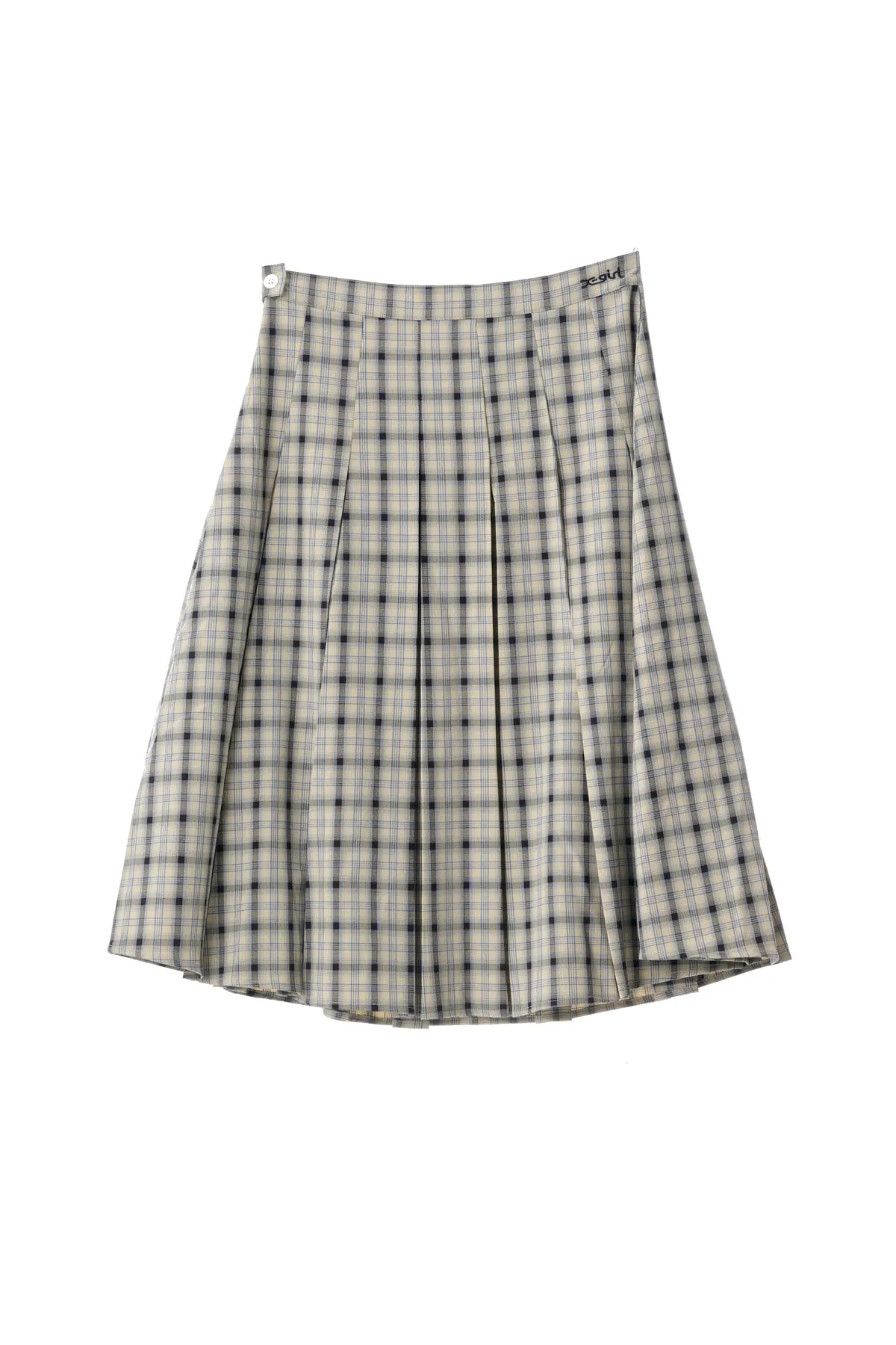 PLAID MIDI SKIRT - Navy