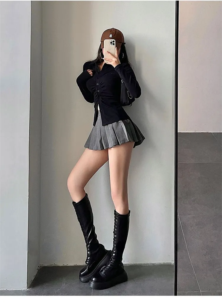 Pleated Mini Skirt With Under Shorts