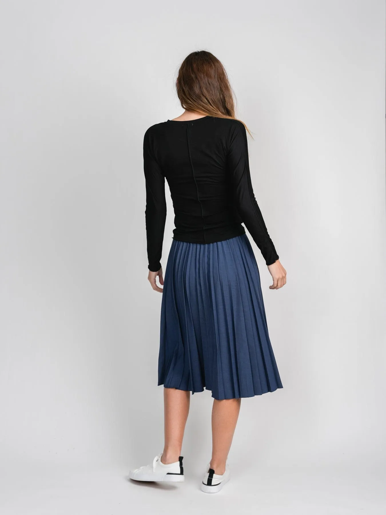 PLEATED SKIRT 27" - DARK DENIM