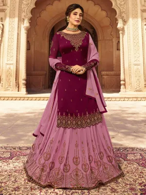 Plum And Pink Designer Lehenga/Pant Suit