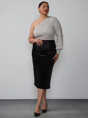 Plus Velvet Midi Pencil Skirt