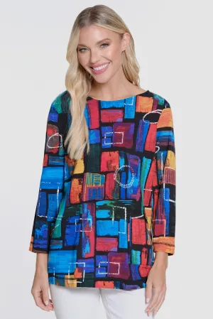 Printed Knit Tunic - Petite - Block Multi