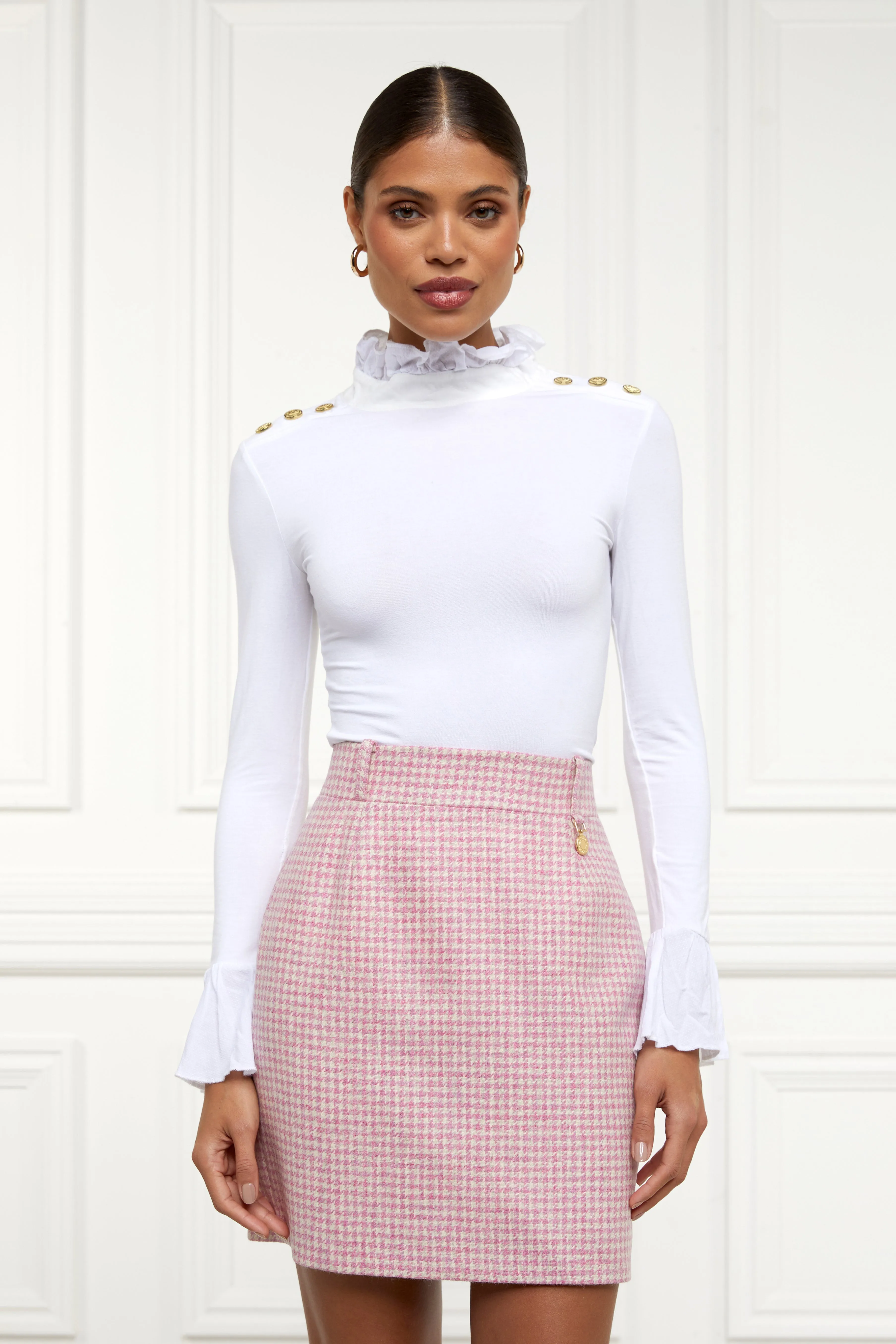 Regency Skirt (Light Pink Puppytooth)