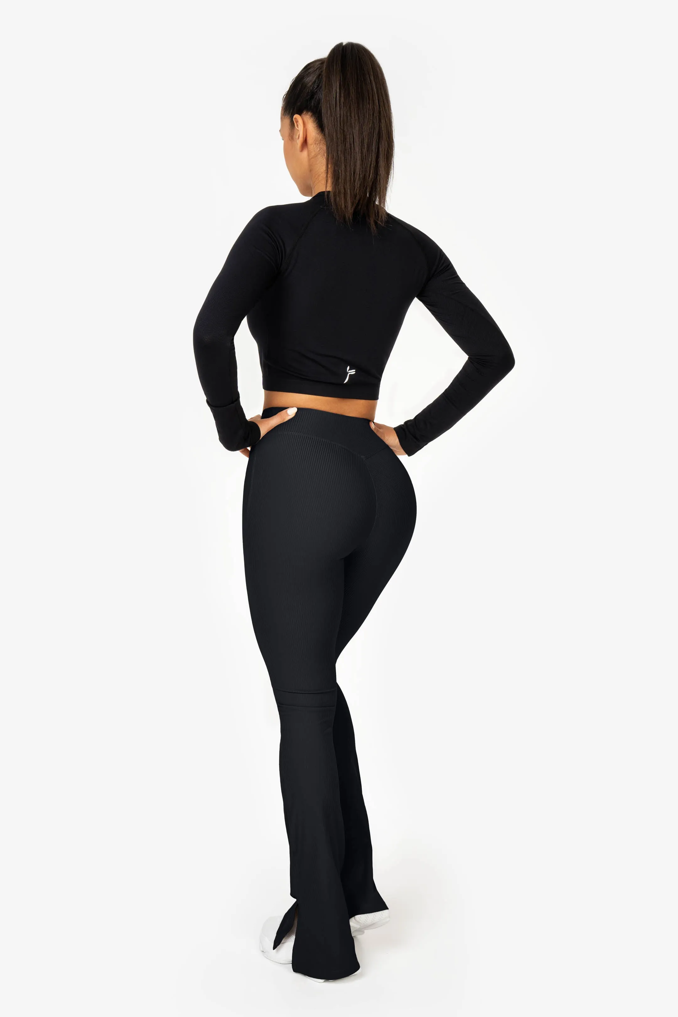 Ribbed Split Flared Leggings