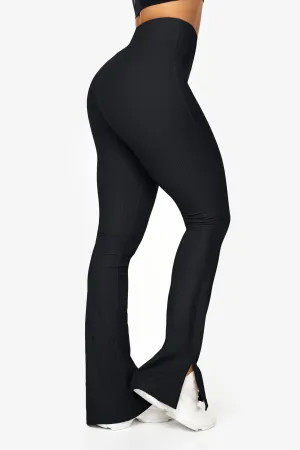 Ribbed Split Flared Leggings