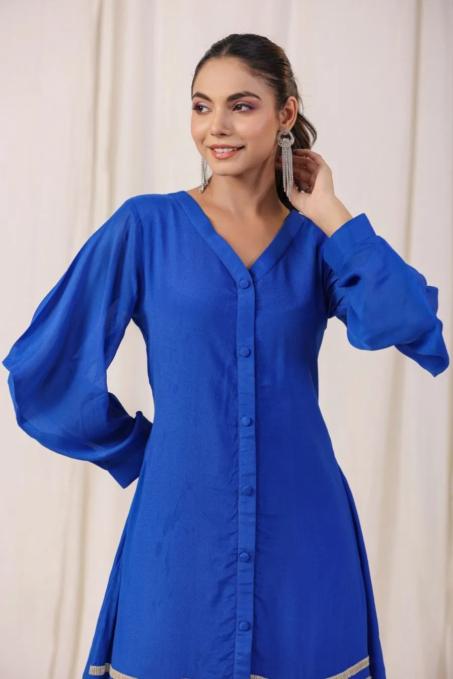 Royal Blue Embellsihed Tunic with Palazzo