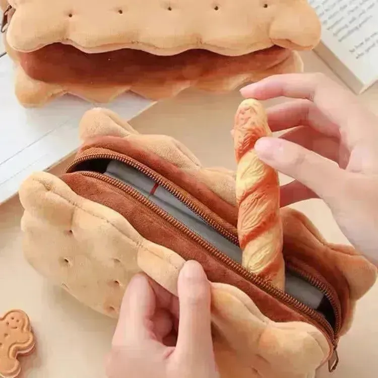 Sandwich Biscuit Plush Pencil Bag School Supplies