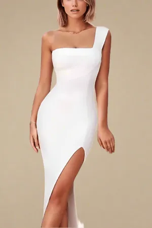 Selene Bodycon Midi Dress - Pearl White