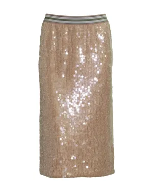 Sequin Pencil Skirt Peach