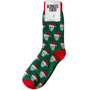 Skull Santa Hat Christmas Mens Crew Socks