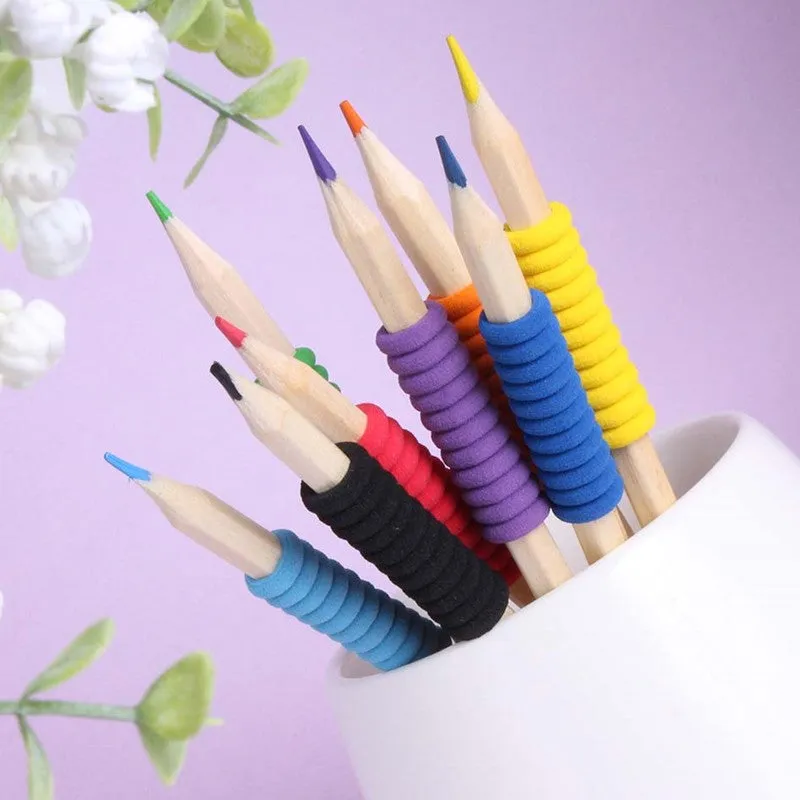 Soft Grip Colouring Pencils - 8 Pack Chunky Grips Assorted Bright Colours Drawing Art Supplies