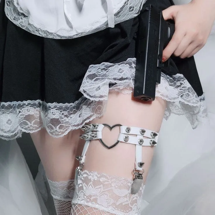 Spiked Heart Garter Belt