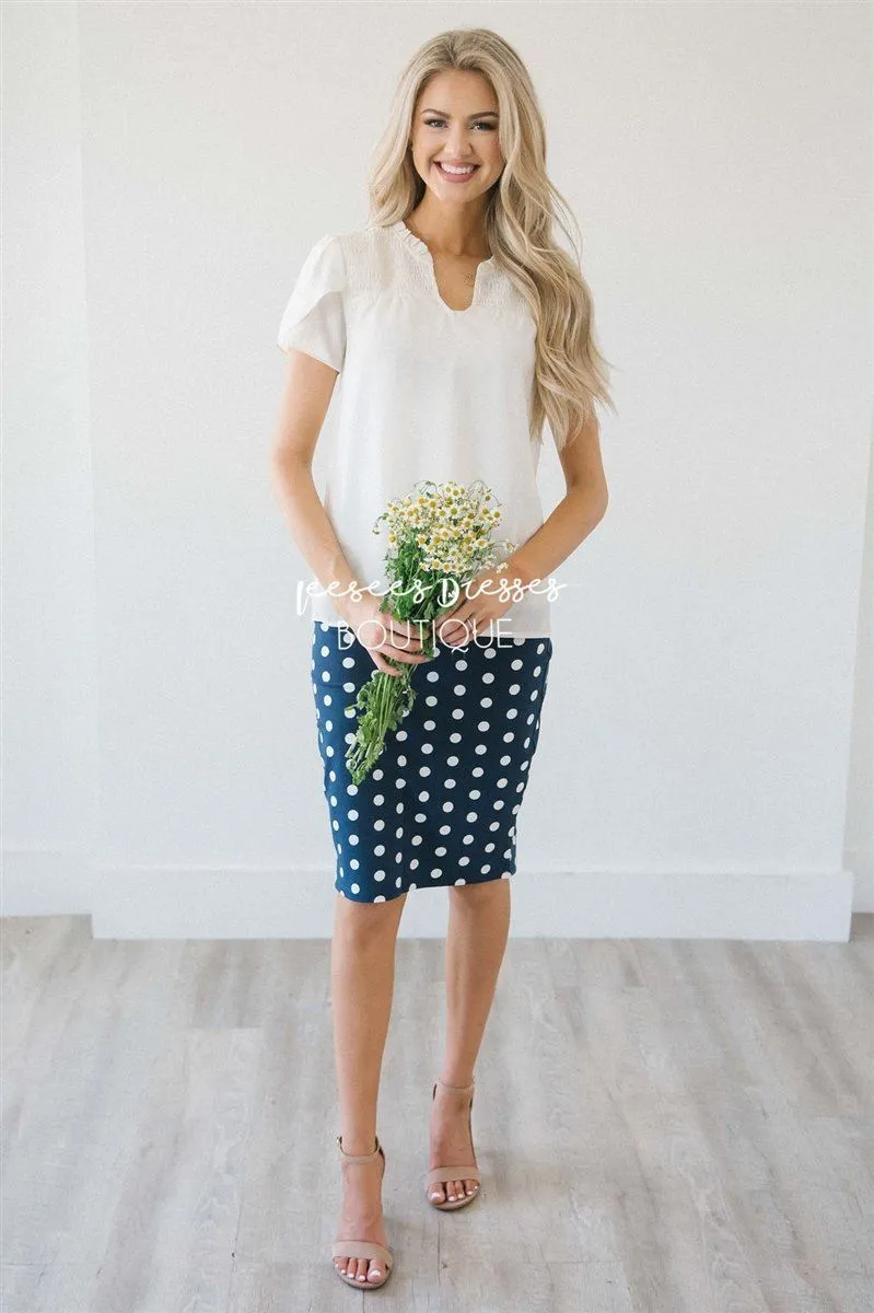 Summer Navy Polka Dot Pencil Skirt