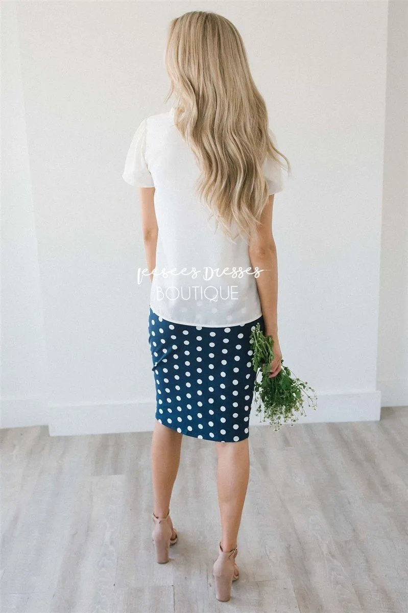 Summer Navy Polka Dot Pencil Skirt