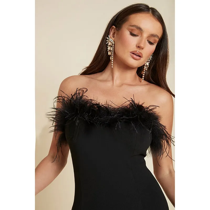 Sweet Feather Tube Mini Dress