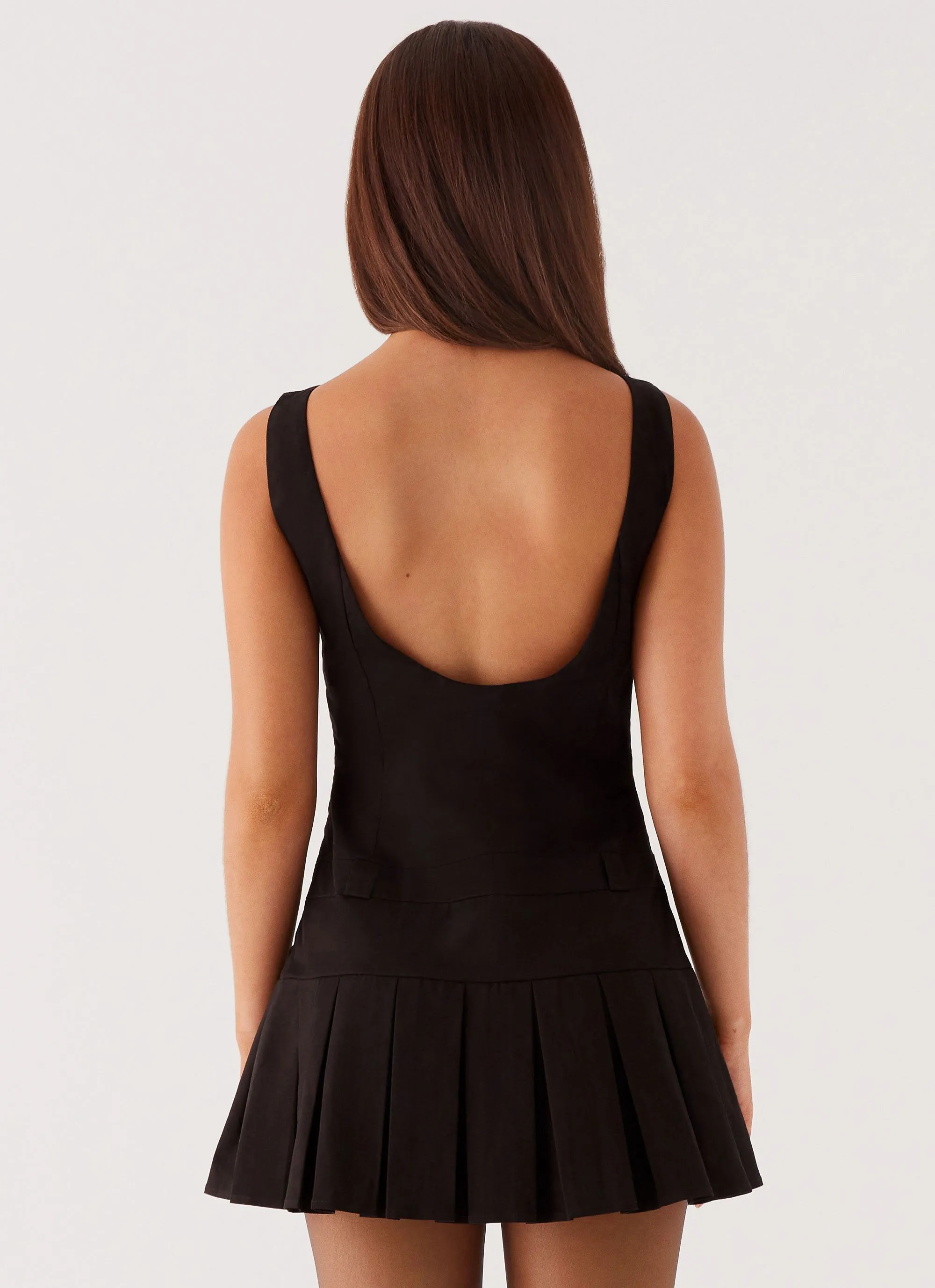 Twilight Pleated Mini Dress - Black