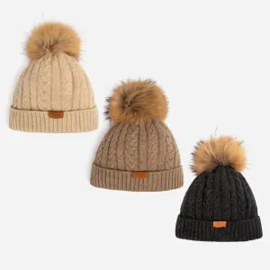 Ugg Cable Knit Pure Cashmere Beanie With Detachable Pom Pom (Raccoon)