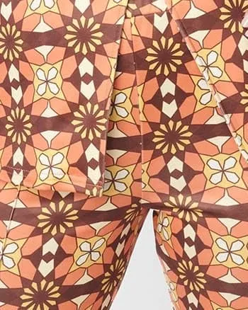 Unique Vintage Orange & Brown Mosaic Flare Pants | Orange, Brown