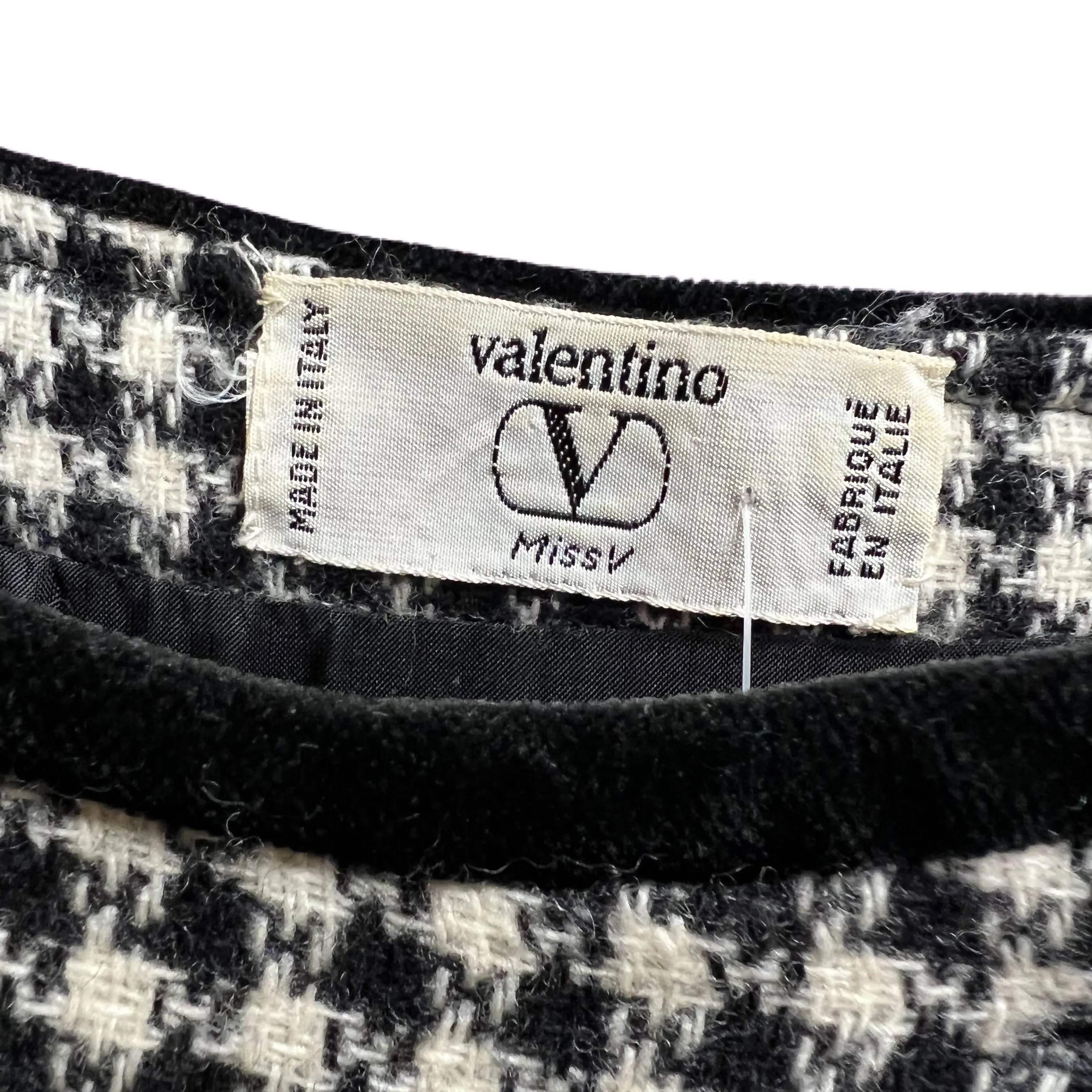 VALENTINO Vintage Black and White Houndstooth Print Dress | Size M