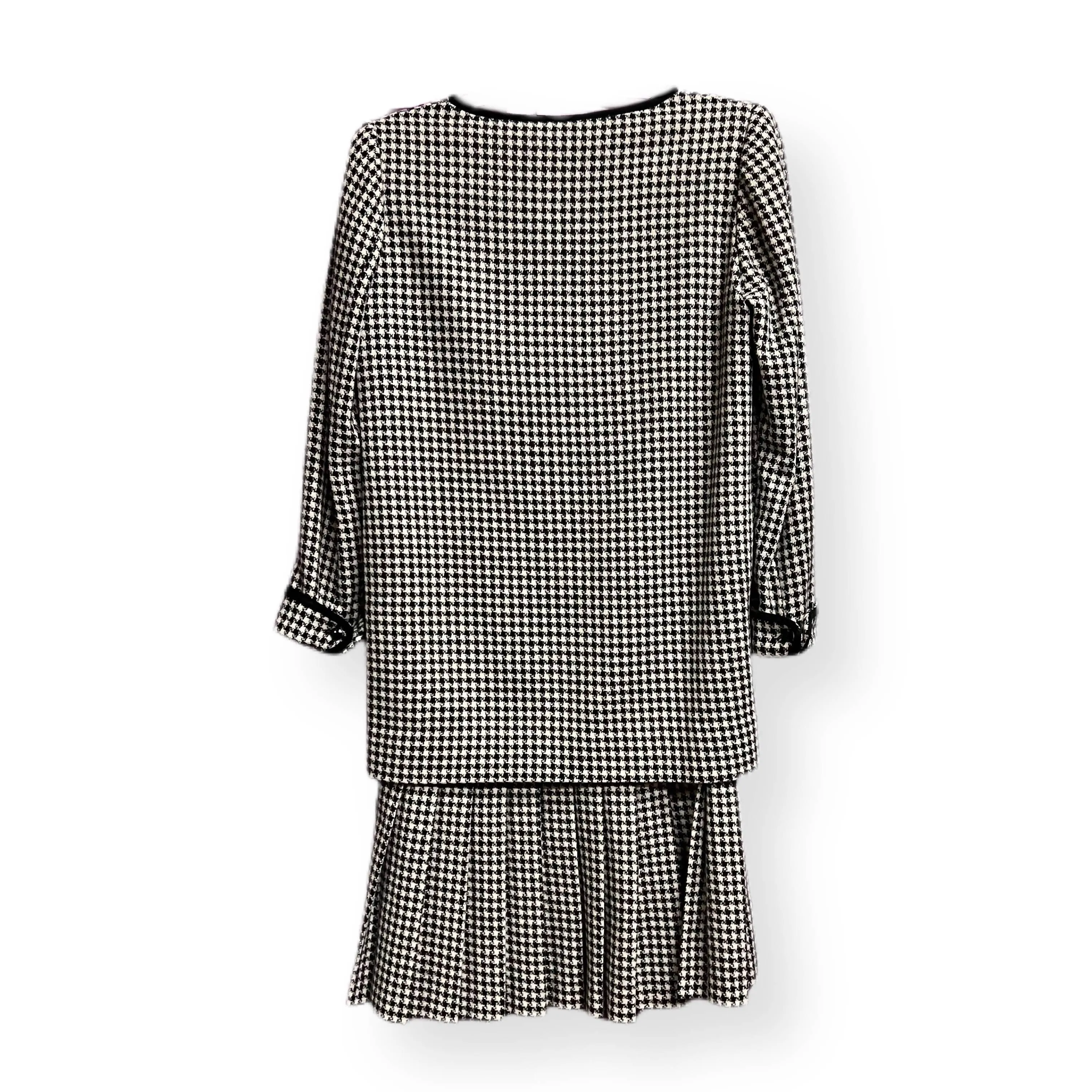 VALENTINO Vintage Black and White Houndstooth Print Dress | Size M