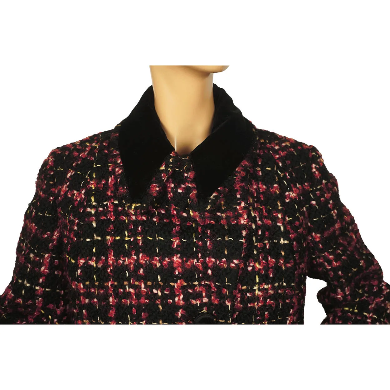 Vintage 1960s 70s Tweed Wool Coat Red Black &amp; White Ladies Size M