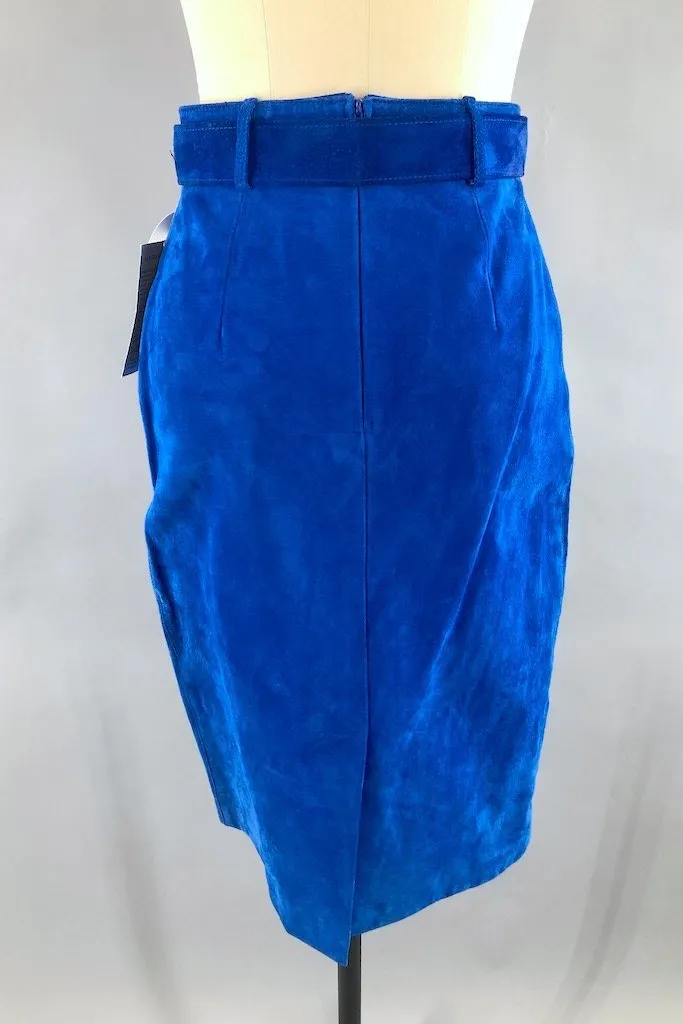 Vintage Electric Blue Suede Skirt