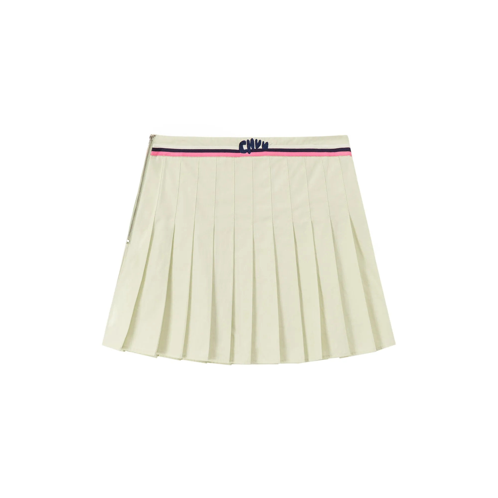 Waist Stripes A-Line Pleated Skirt