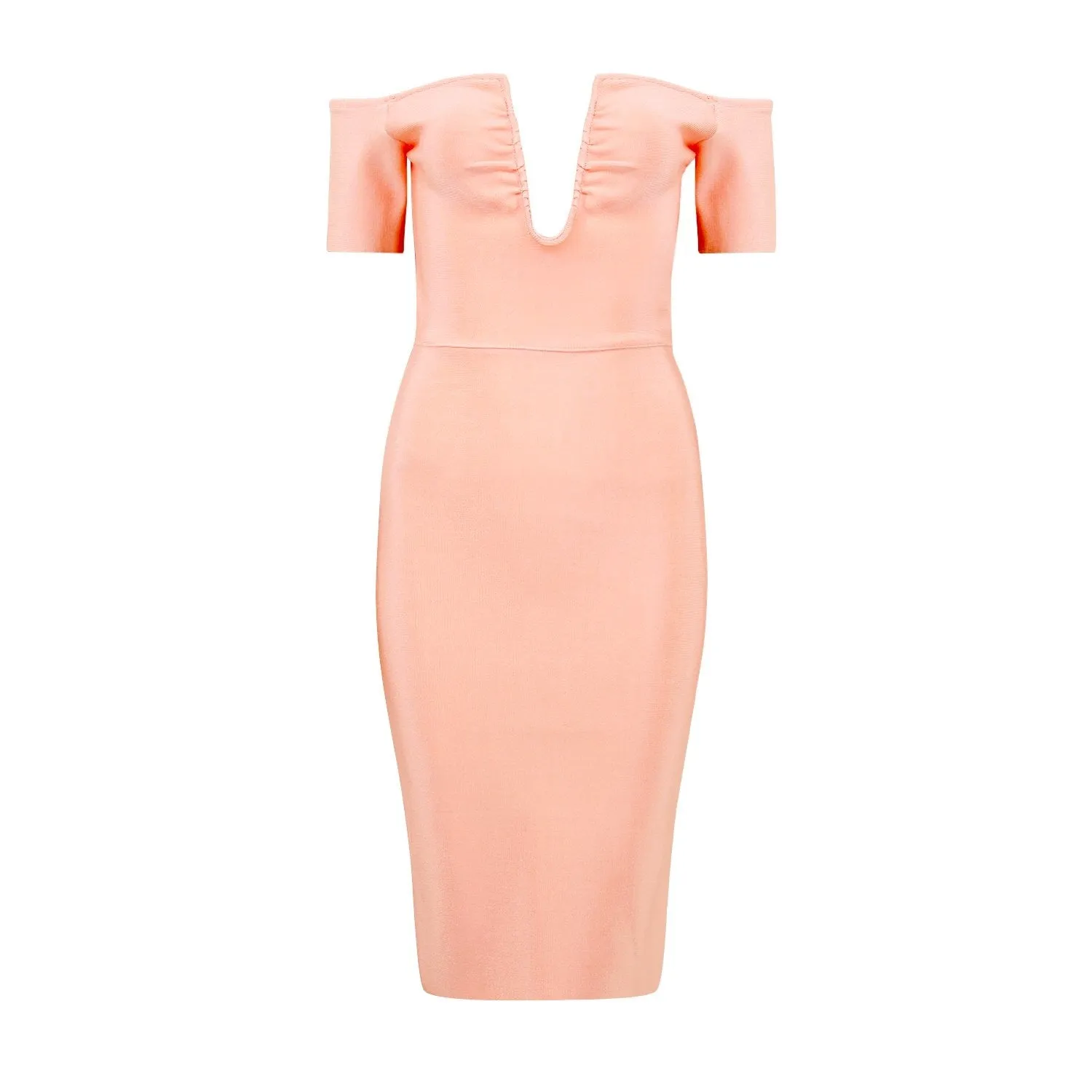 Winnal Classic Off the Shoulder Midi Bandage Dress