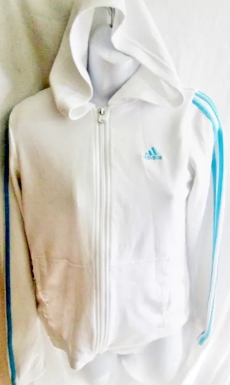 WOMENS ADIDAS CLIMALITE Fitness Running Hoodie Jacket Sweatshirt WHITE M Parka