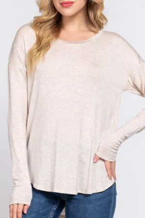 Women's Casual Long Dolman Sleeve Round Neck Tunic Top