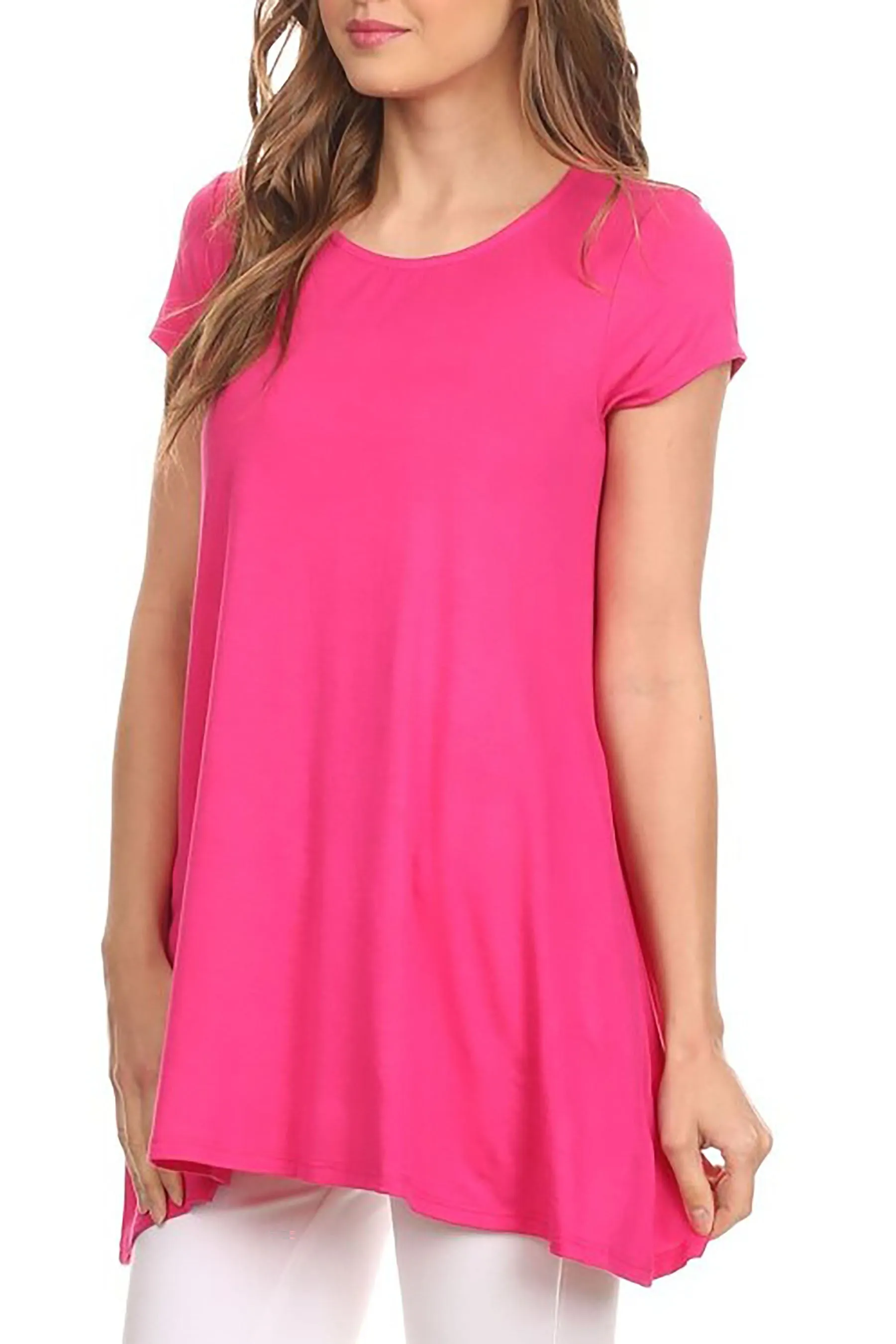 Women's Casual Short Sleeve Tunic Top With Pockets