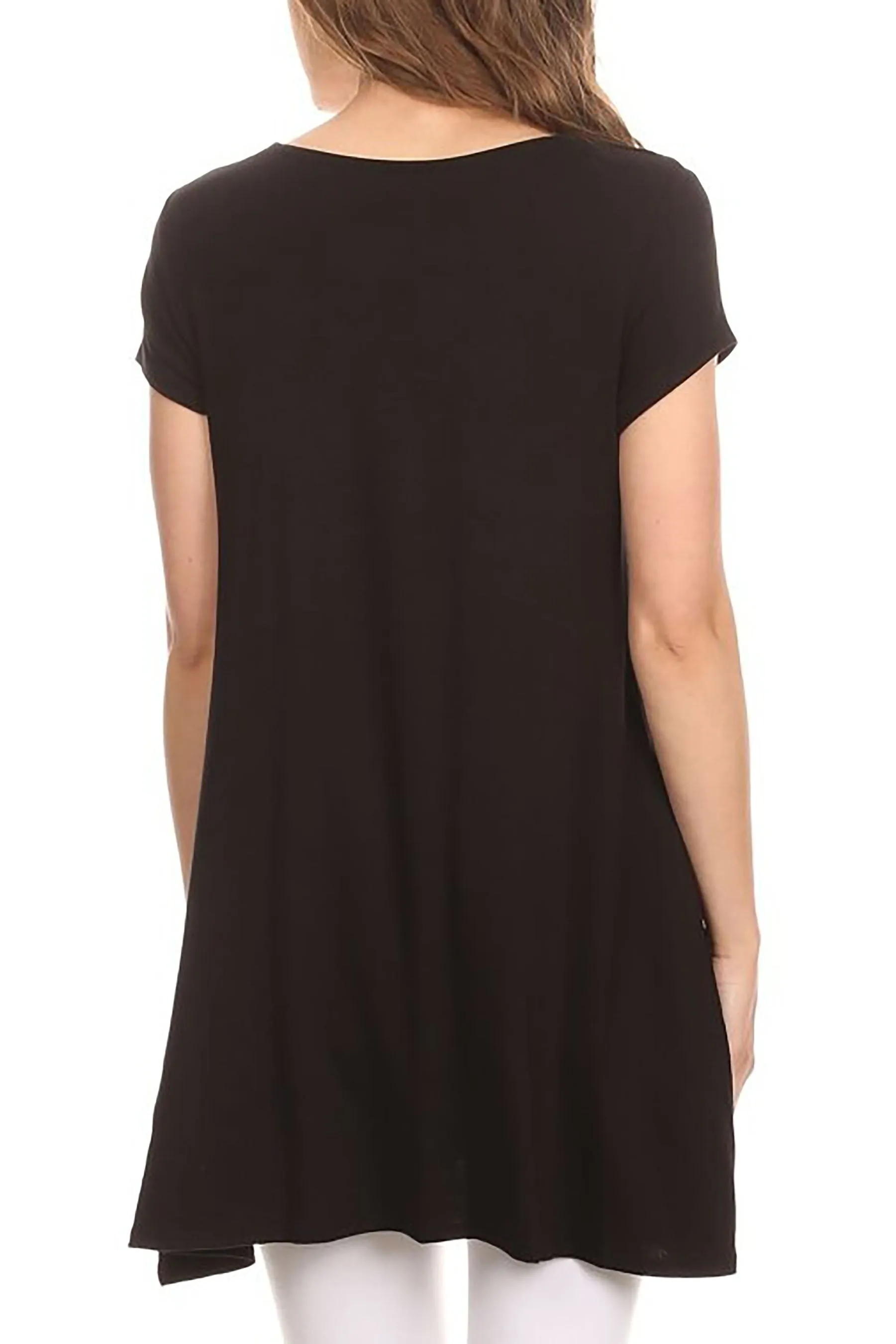 Women's Casual Short Sleeve Tunic Top With Pockets