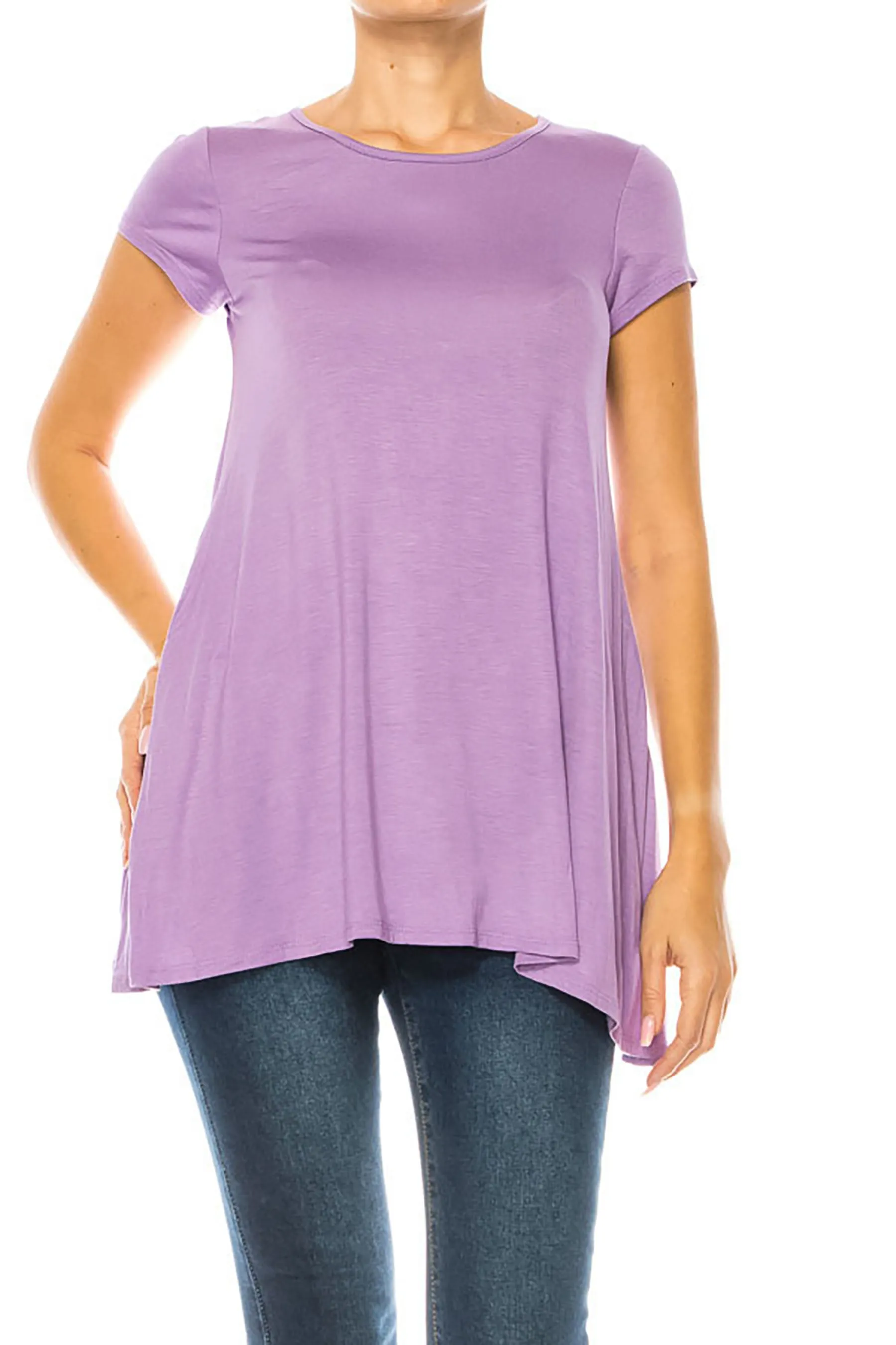 Women's Casual Short Sleeve Tunic Top With Pockets