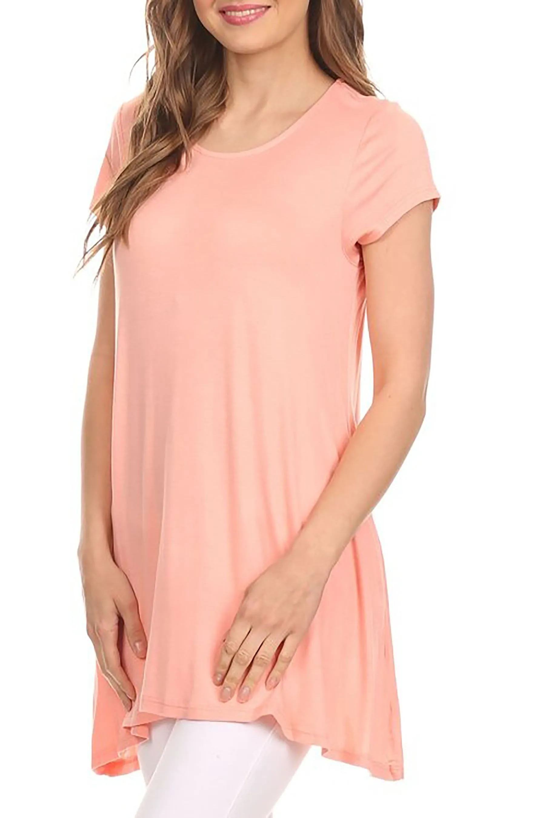 Women's Casual Short Sleeve Tunic Top With Pockets