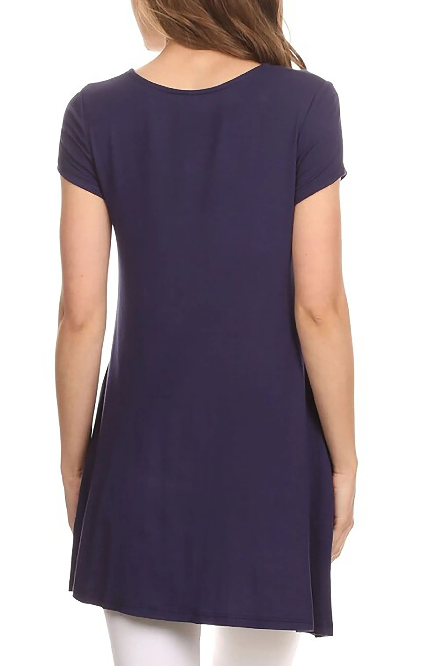 Women's Casual Short Sleeve Tunic Top With Pockets