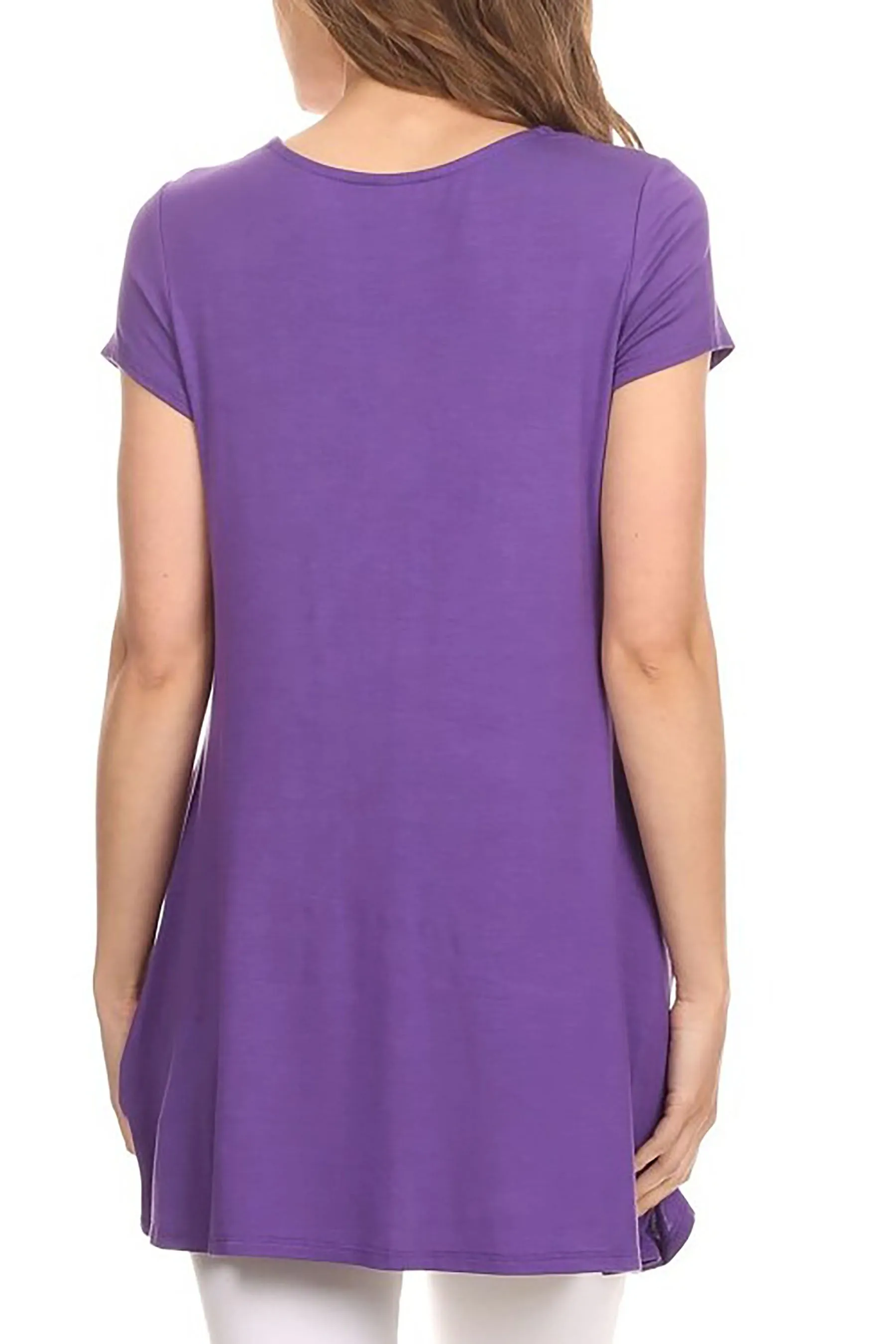 Women's Casual Short Sleeve Tunic Top With Pockets