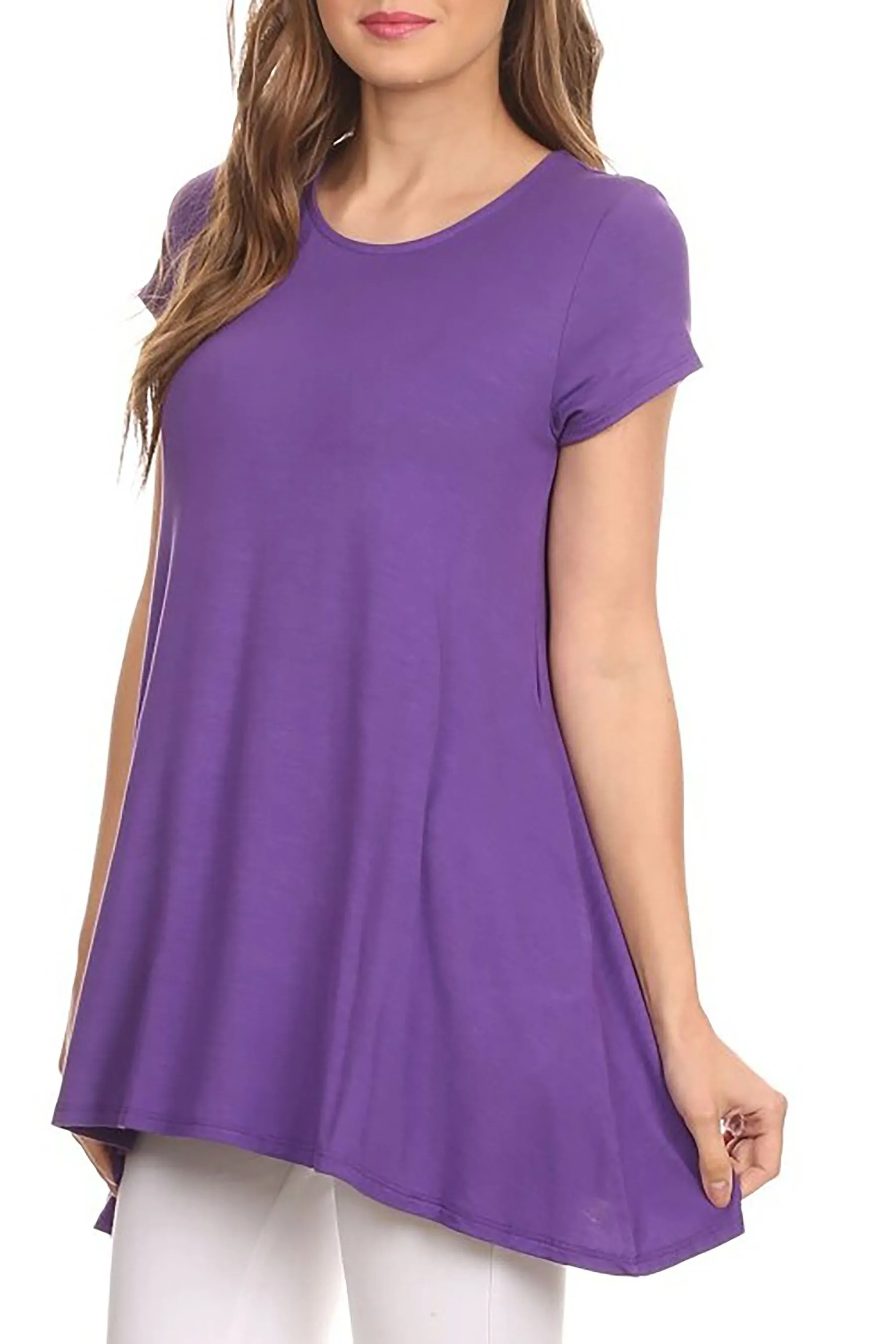 Women's Casual Short Sleeve Tunic Top With Pockets